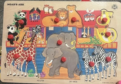 Small World Toys NOAH'S ARK Wook Peg Puzzle 12 Pieces Vintage 1997 #2706 - Image 1 of 4