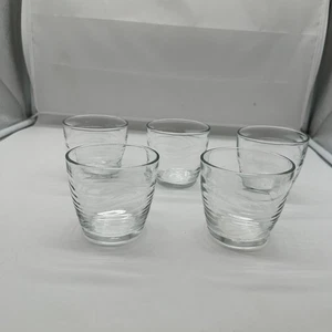 "5 vasos Libbey Orbita de colección doble líneas onduladas antiguas 3 3/8""" - Imagen 1 de 6