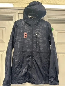 Boston Red Sox Columbia MLB Rain Windbreaker Blue Jacket B Logo Mens Small VGUC - Bild 1 von 12