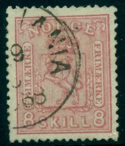 NORWAY #15a (15b) 8sk IMPRESIÓN TRANSPARENTE, usada, en muy buen estado, certificado APS, Scott $425.00 - Imagen 1 de 1