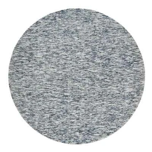 8'x8' Blue Wool Hand Loomed Modern Striae Design Round Oriental Rug R65248 - Picture 1 of 11