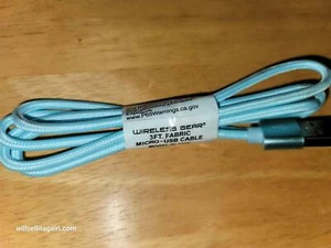 Wireless Gear 3FT Micro USB  Fabric Cable - Blue - Picture 1 of 1