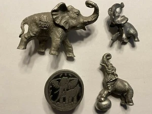 4 Vintage Elephant Pewter Figurines & Box 1970s Sultan Rawcliffe Spoontiques C10 - Picture 1 of 12