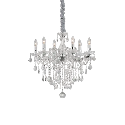 Florian sp6 cromo lampadario sospensione cromato con gocce e pendenti in cristal - Immagine 1 di 2