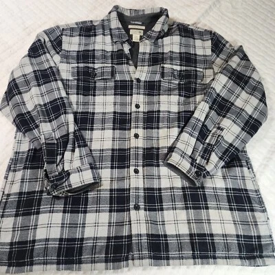 LL BEAN Ajuste Tradicional Forrado de Vellón Franela a Cuadros Tareas Camisa Chaqueta 2XL 289189 Foto 1 de 4