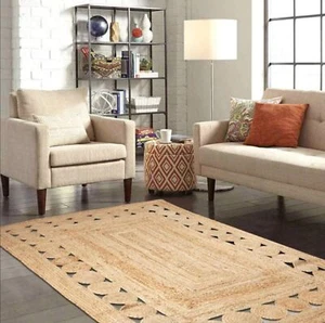 Handmade Braided Natual Pure Jute Area rugs, Home Decor Jute Carpet - Picture 1 of 4