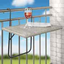 HI Folding Balcony Table with Wicker Look Top 60x40 cm Grey Outdoor Bar vidaXL