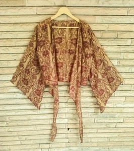 Pura Seda Wrap Top Corbata Blusa Boho Cultivo Tops Vestido Niña Mujeres Ropa - Imagen 1 de 8