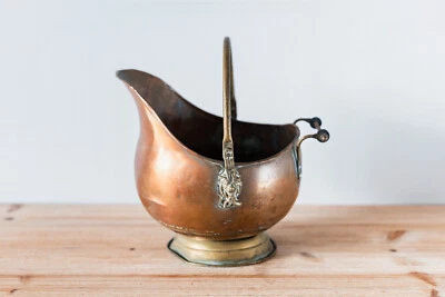 Chaudron en Cuivre Vintage / Seau à Charbon - Photo 1/4