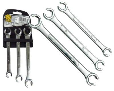 VOREL Offener Ringschlüssel Satz 3-tlg Bremsleitung- Bremse Leitungsschlüssel doppel