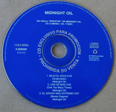 MIDNIGHT OIL Underwater +2 ARGENTINA Promo CD SINGLE 1996 TOP RARE Foto 1 de 2
