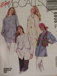 Lovely OOP McCALLS 6806 Misses Lined Vest & Shirt PATTERN S-M-L UC - Picture 1 of 3