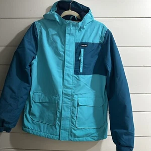 Lands End Girls Waterproof Coat Parka Size XXL 18/20 Quilted Hooded Blue - Picture 1 of 20