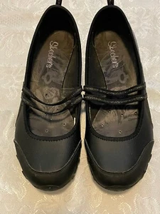 Zapatillas deportivas Skechers Mary Jane negras para mujer 9,5 sin cordones planas correas elásticas - Imagen 1 de 8