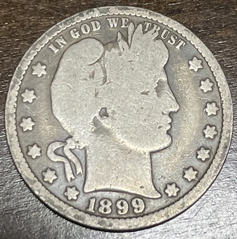 1899 Barber Quarter P Philadelphia 90% Silver Cover