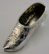 VICTORIAN STERLING SILVER SHOE PIN CUSHION 1896 SEWING NEEDLEWORK ANTIQUE