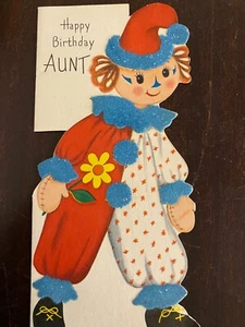 Vintage Birthday Card, Aunt, Clown, Early 1960's, Rust Craft - Picture 1 of 2