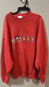Girocollo Topolino ricamato rosso XL adulto Disney Topolino & Co vintage anni 90 - Foto 1 di 5