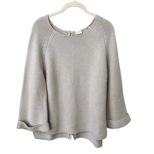 Poetry Boatneck Cotton Sweater Gray Taupe Women's 4 - Picture 1 of 8