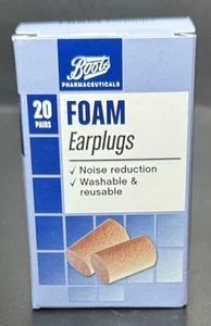 Boots Pharmaceuticals Foam Earplugs, 20 Pairs, Noise Reduction, Washable - Picture 1 of 2
