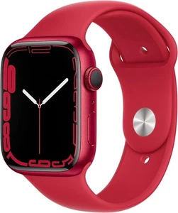 Apple Watch Series 7 (GPS) 45MM Red Aluminum Case Red Sport Band - Picture 1 of 2