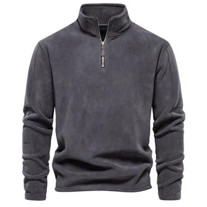 Men’s Winter Fleece Quarter Zip Sweatshirt | Soft Warm Pullover Casual Jumper - Picture 1 of 13