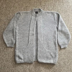 Alpaca Fina Womens Large L Gray One Button Front Cardigan Sweater Open READ - Picture 1 of 10