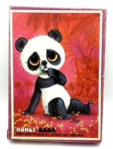 Vintage Panda Jigsaw Puzzle 1970's Big Sad Eyes Complete Bilt Rite Mod - Picture 1 of 7