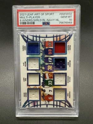 2021 Leaf Art of Sport PSA 10 Maravich/Stockton/Pippen/Malone/Bird/Erving Patch - Image 1 of 2