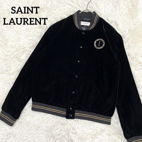 SAINT LAURENT (YSL) Giacca Teddy Saint Laurent Paris Hedi Velour Palladium Tg 44 Nera Made in Italy