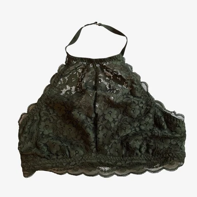 Bralette halter de encaje verde oscuro para mujer Gilly Hicks talla mediana Foto 1 de 4