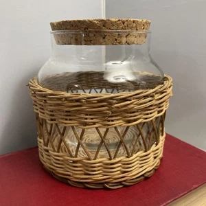 Boho Barattolo Farmacia Tappato Cesto Avvolto Bocca Larga Bidone Vetro Bagno - Foto 1 di 10