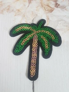 palm tree sequin embroidery patch hotfix applique motif dress costume - Imagen 1 de 1