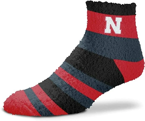 Nebraska Cornhuskers Rainbow Stripe Soft Fuzzy Sleep Socks Cover
