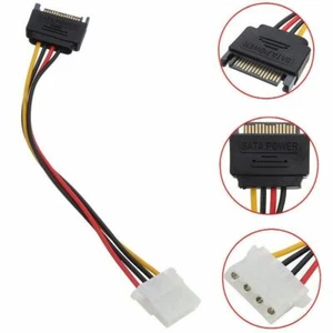 Male Female 4-pin Power Drive Adapter adaptor Cable to Molex IDE SATA 15-pin 1PC - Picture 1 of 6