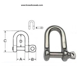GRILLO DRITTO ACCIAIO INOX 316 D. 8mm carico di rottura 3300N nautica accessori - Foto 1 di 1