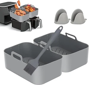 2 piezas forros para freidora de aire ollas de silicona platos para hornear bandejas sartenes antiadherentes con mango - Imagen 1 de 7