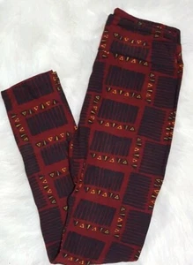 Leggings LulaRoe Triángulo Formas Retángulo Borgoña Talla Única #218 - Imagen 1 de 1