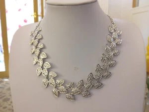 Brand new silver plated collar statement necklace with silver leaves - Picture 1 of 6