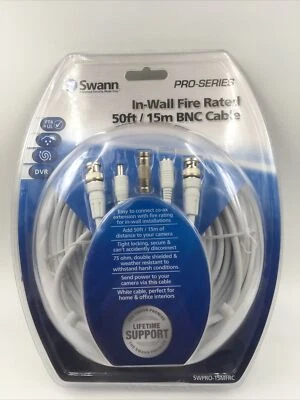 Swann Pro Series In Wall Fire Rated 50ft / 15m BNC Camera Cable SWPRO-15MFRC - Image 1 of 2
