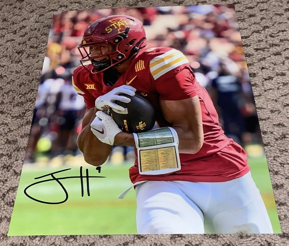 JAYDEN HIGGINS SIGNED 8X10 PHOTO IOWA STATE FOOTBALL AUTOGRAPH ST CYCLONES - Image 1 of 1