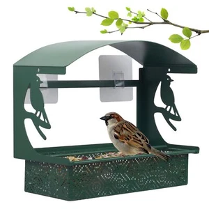 Window Bird Feeder, Tonitrui Metal Window Bird Feeder for Outside (1Pack, Green) - Picture 1 of 6