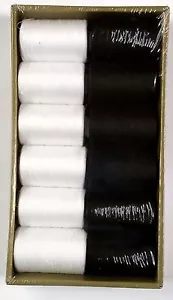 12 Spools Sewing Thread Polyester White and Black 1200 yards each Spool - NEW - Picture 1 of 1