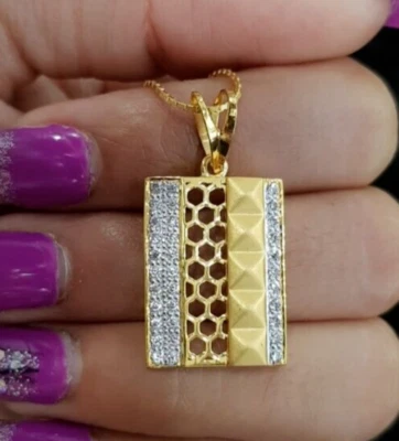 Auténtico Colgante de Oro 22K Circonita cúbica Regalos de San Valentín Oro Real Unisex Colgante Foto 1 de 4