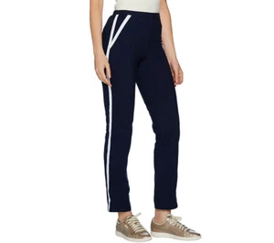 Pantalones al tobillo de pierna ajustados para mujer con control Petite con ribete en contraste azul marino talla PS - Imagen 1 de 2