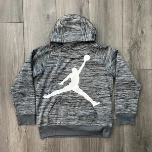 Jordan Youth L Therma-Fit Pullover Hoodie Sweatshirt Heather Gray Jumpman Logo - Picture 1 of 6