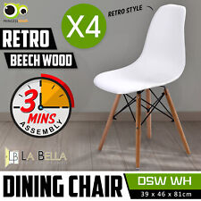 4X Retro Replica DSW Dining Chair Cafe Kitchen PP Beech White