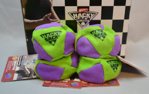 Lot of 4 Hacky Sack Footbag Wham-O Football Foot Trainer Purple Lime Green Kick
