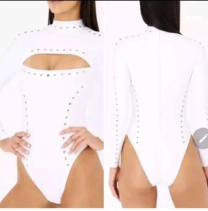GIGI C Laurel Compression Laser Cut Cutouts Scuba Surfsuit size M NWOT $275 - Picture 1 of 5