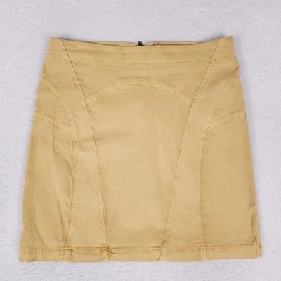 Poleci Mustard Yellow Cotton Stretch Mini Skirt Size 8 Made in USA Y2K Revival - Image 1 of 4